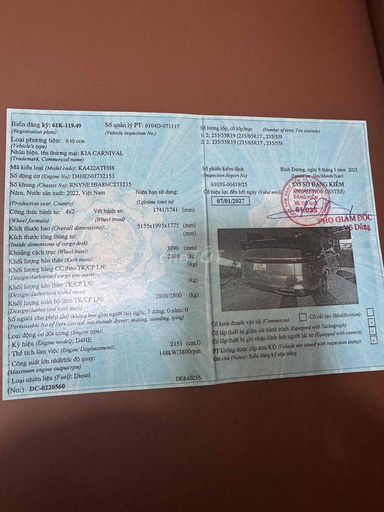 Kia Carnival 2022 2.2D Premium 8 chỗ - 48000 km. Mua bán Ô tô tại Thành phố Thủ Dầu Một Bình Dương được đăng bởi chung hình 10