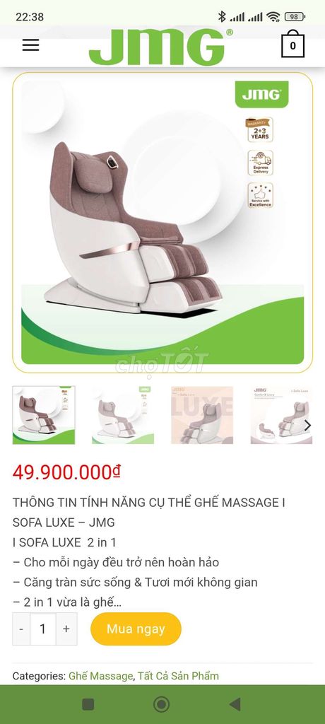 GHẾ MASSAGE I SOFA LUXE – JMG 
I SOFA LUXE  2 in 1