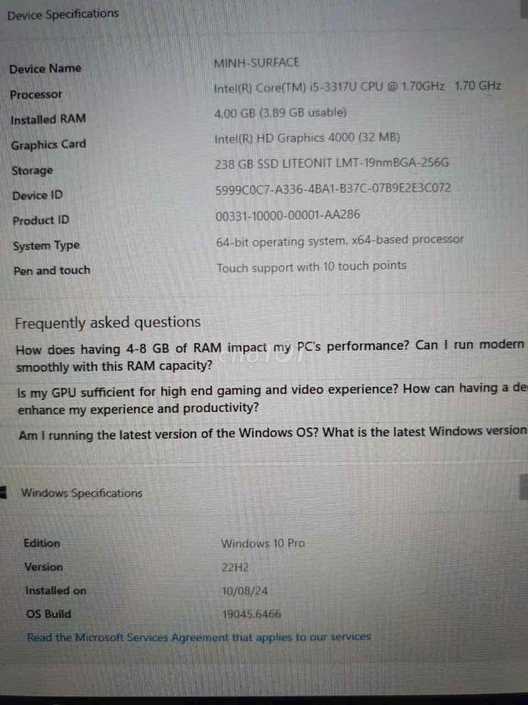 máy surface pro 2 từ mỹ, intel core i5 giá 2,9tr. Mua bán Laptop tại Thành phố Thủ Đức Tp Hồ Chí Minh được đăng bởi Nguyễn Thanh Minh hình 1