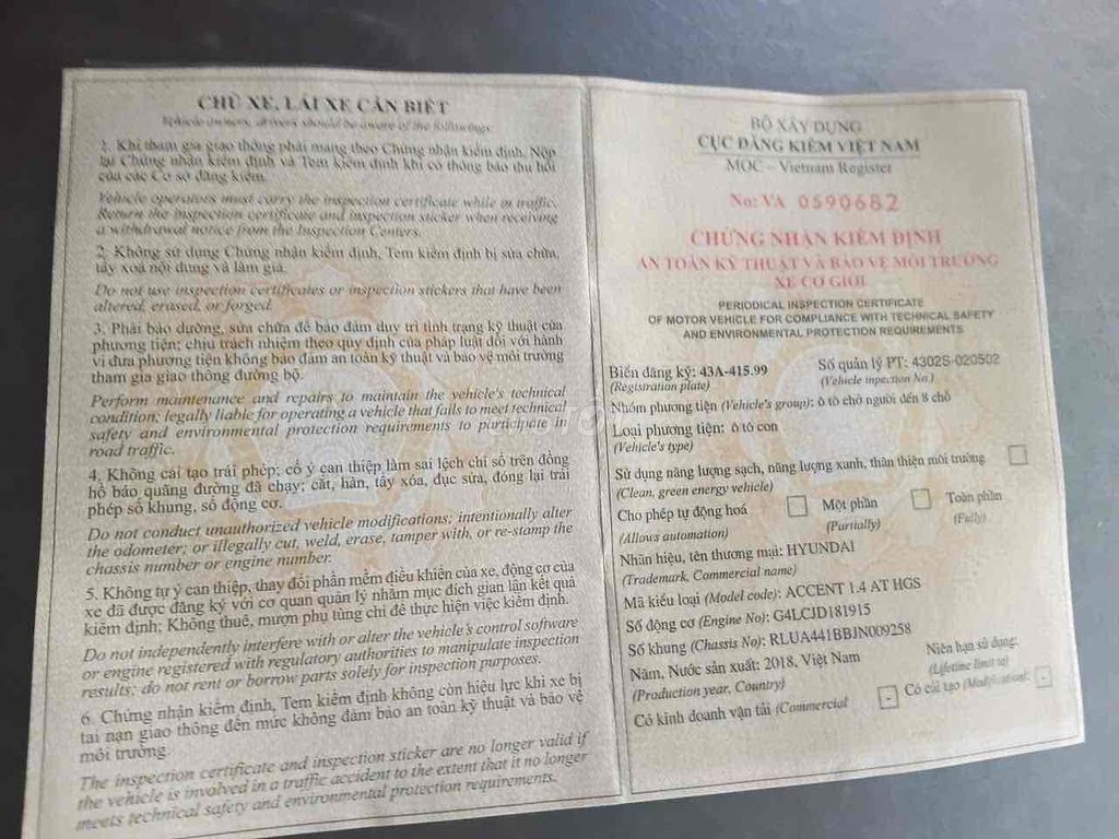 Hyundai Accent 2018 1.4 ATH - 66121 km. Mua bán Ô tô tại Quận Cẩm Lệ Đà Nẵng được đăng bởi Tuấn Anh hình 10