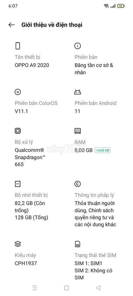 OPPO A9 2020 8GB/128GB. Mua bán Điện thoại tại Thành phố Buôn Ma Thuột Đắk Lắk được đăng bởi Nguyenminhtuan hình 1