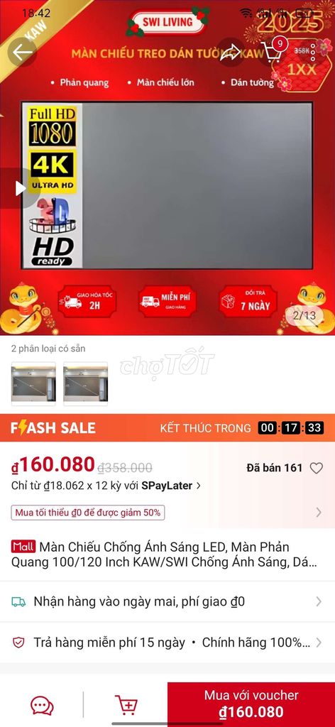 Màn chiếu phản quang 100 inch ở Hà Nội