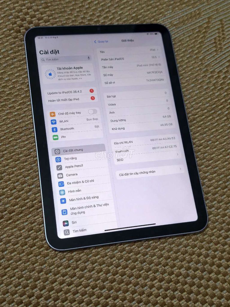 Apple iPad Mini 6 64GB Xám Đã dùng. Mua bán Máy tính bảng tại Quận Hà Đông Hà Nội được đăng bởi khanh hình 1
