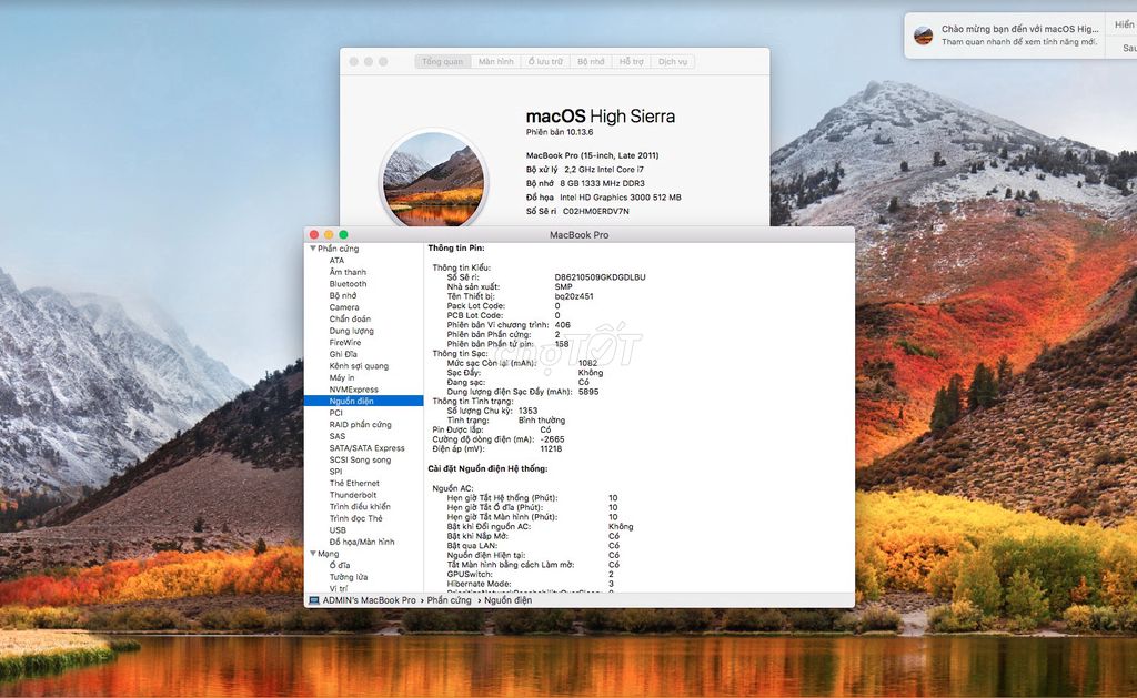 Macbook pro Late 2011 Core i7 Ram 8Gb SSD 256Gb