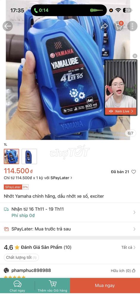 nhớt xe số yamaha 1 lít mới nguyên chai. Mua bán Phụ tùng xe tại Quận Hải Châu Đà Nẵng được đăng bởi lâm hùng hình 1