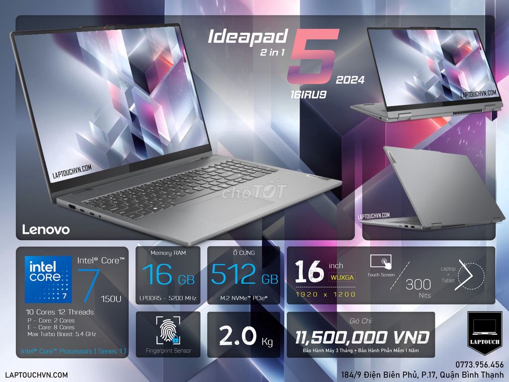 Lenovo Ideapad 5 16IRU9 2in1 2024. Mua bán Laptop tại Quận Bình Thạnh Tp Hồ Chí Minh được đăng bởi Cửa Hàng Máy Tính Laptouch VN hình 1