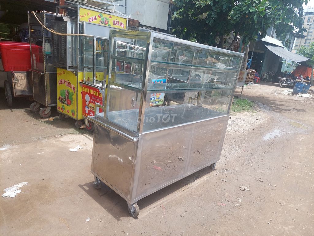 XE CƠM, XE BÁNH MÌ 1,6M INOX TỐT GIÁ RẺ 3,5 TRIỆU