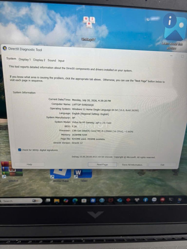 HP VICTUS 16  i5-13500H/16GB/512GB/RTX3050/6GB . Mua bán Laptop tại Quận Ninh Kiều Cần Thơ được đăng bởi Nguyễn Hữu Phúc hình 1