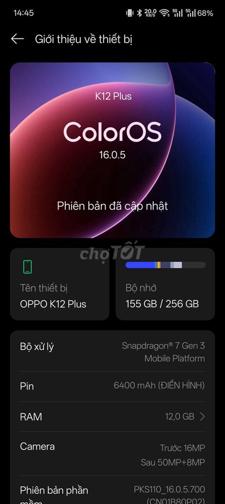 OPPO K12 Plus 12GB/256GB Snapdragon 7 Gen 3. Mua bán Điện thoại tại Huyện Văn Lãng Lạng Sơn được đăng bởi lưu ly hình 1