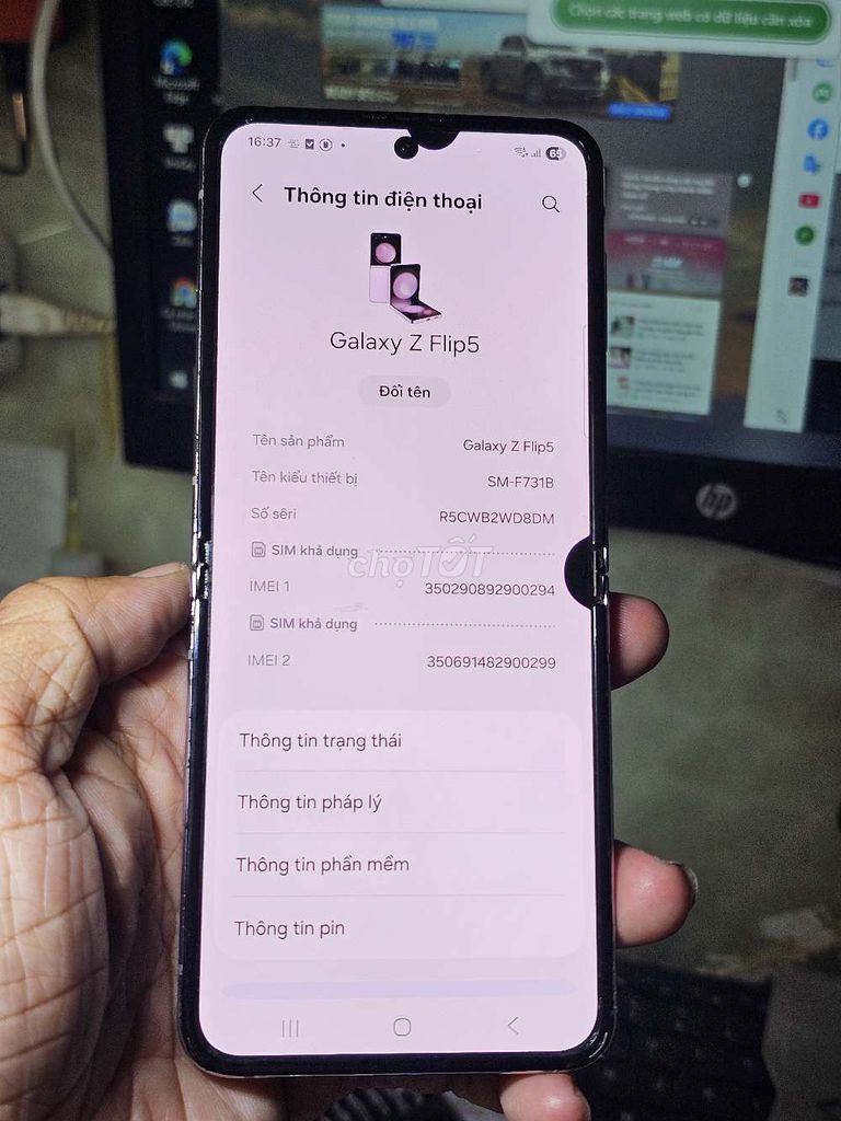  Galaxy Z Flip5 256GB  VN zin toàn bộ . Mua bán Điện thoại tại Quận 8 Tp Hồ Chí Minh được đăng bởi Thiên Hòa mobile  hình 1