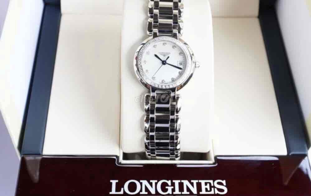 ĐH Nữ Longines kim xanh Viền và cọc số kim cương