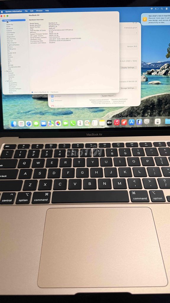 Apple Macbook Air M1 16GB/1TB SSD Vàng. Mua bán Laptop tại Quận 10 Tp Hồ Chí Minh được đăng bởi nguyen trieu phu hình 1