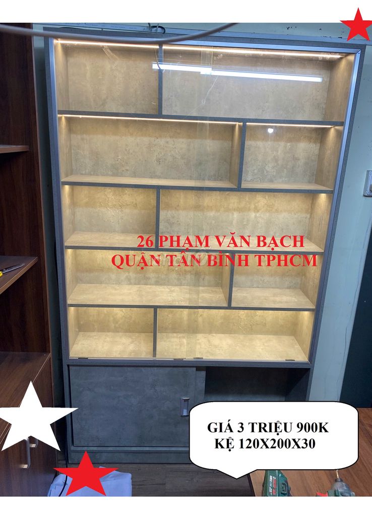 TỦ TRƯNG BÀY 120X200X30CM FULL XI MĂNG HÀNG SẴN. Mua bán Tủ, kệ gia đình tại Quận 12 Tp Hồ Chí Minh được đăng bởi  NỘI THẤT GIÁ XƯỞNG TPHCM hình 1