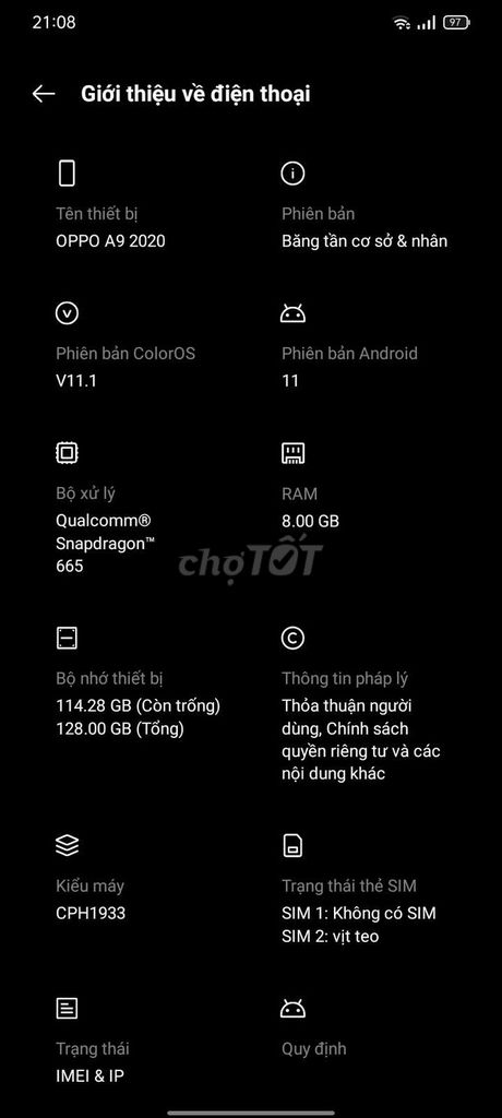 OPPO A9 2020 128GB. Mua bán Điện thoại tại Huyện Thạnh Phú Bến Tre được đăng bởi Vũ Trần hình 1