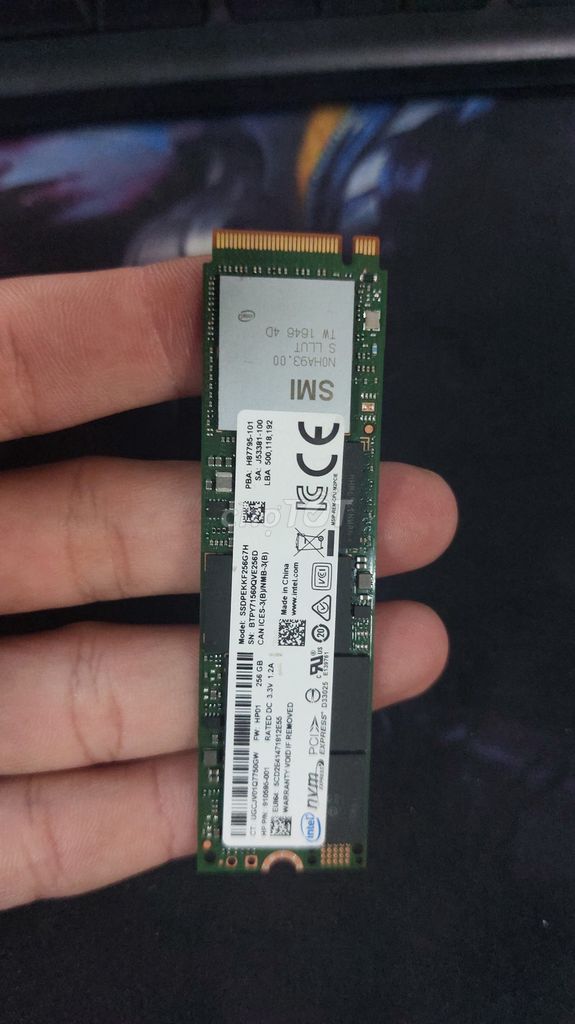 SSD Nvme Intel 256G tháo máy, SK 86% cũ - 350K