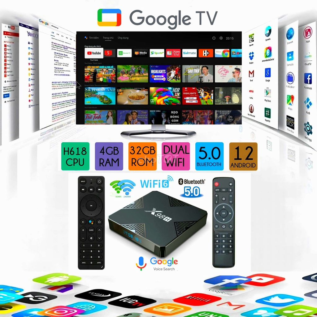 X98H ENYBOX CHÍNH HÃNG (GOOGLE TV/RAM 4G/ROM 32G)