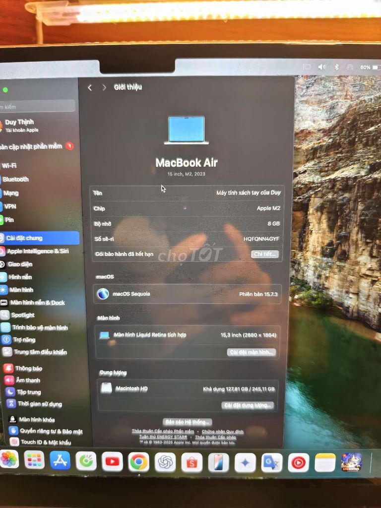 Apple MacBook Air M2 15 inch 8GB/256GB Như mới. Mua bán Laptop tại Huyện Phù Cát Bình Định được đăng bởi Duy Thịnh Trần hình 1
