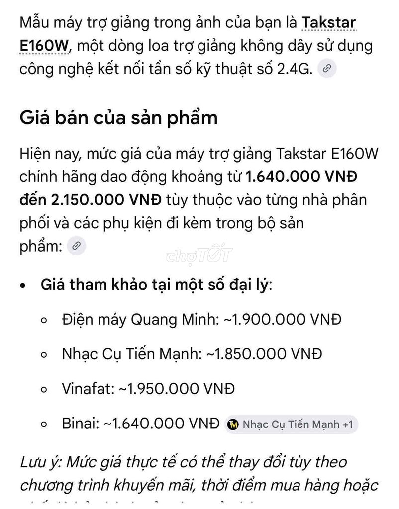 Máy trợ giảng Takstar E160W Bạc. Mua bán Đồ dùng văn phòng tại Thành phố Hưng Yên Hưng Yên được đăng bởi Hưng Gia hình 1