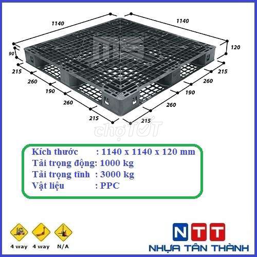 Pallet nhựa Tân Thành PPC Đen 1140x1140x120 mm. Mua bán Đồ chuyên dụng, Giống nuôi trồng tại Quận Bình Tân Tp Hồ Chí Minh được đăng bởi Bùi Đỗ Thành Đạt hình 1