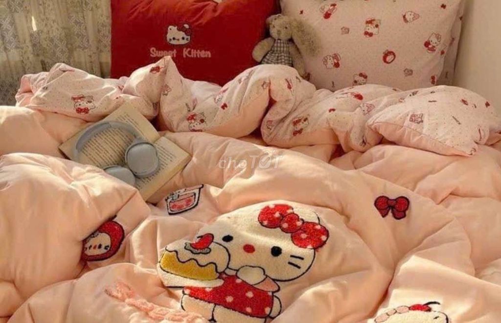 Bộ chăn ga gối Nữ Cotton Kitty. Mua bán Giường, chăn ga gối nệm tại Thành phố Thủ Đức Tp Hồ Chí Minh được đăng bởi lily home hình 1