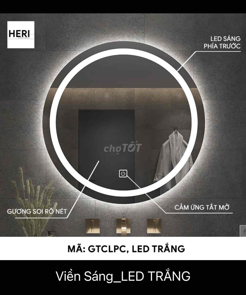 Gương Tròn Treo Tường Có Đèn LED