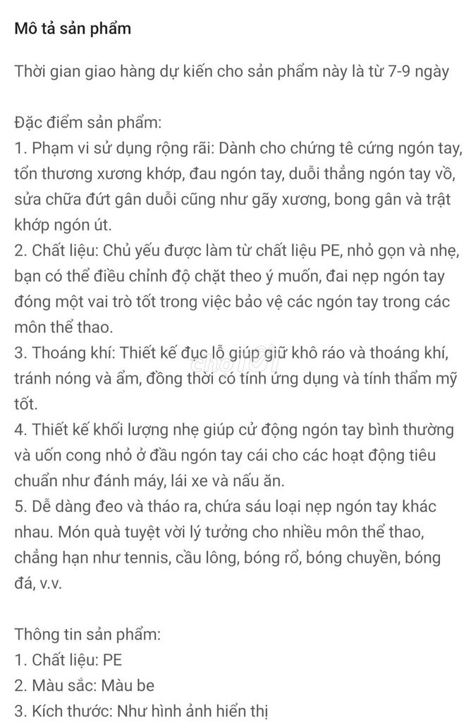 Thanh lý nguyên bộ nẹp ngón tay