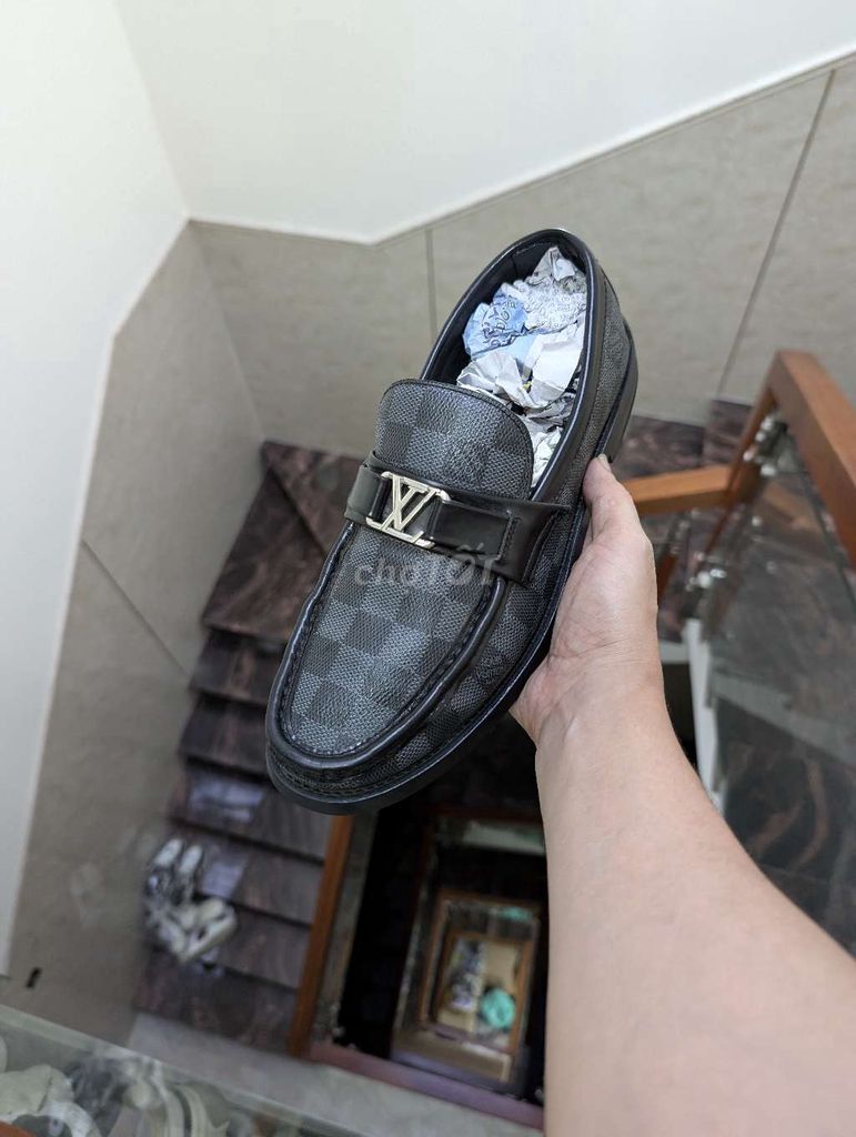 Giày tây lười Lệ Vy monogram sz 41