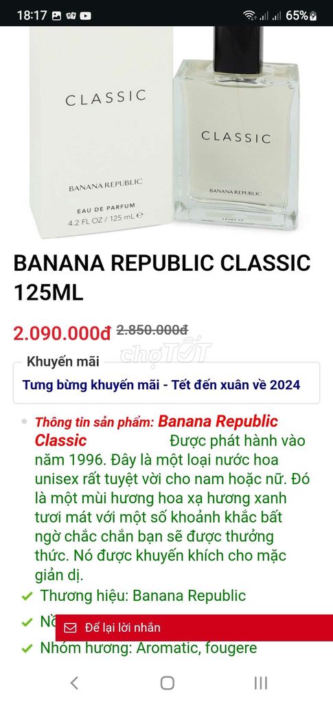 Nước hoa Nam Banana Republic