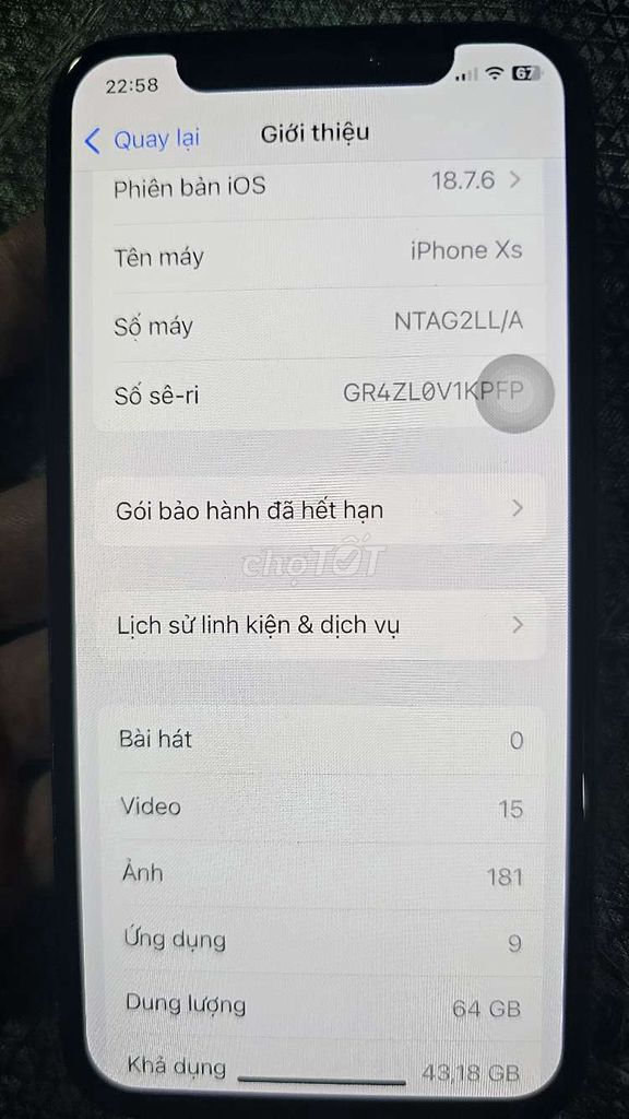 Apple iPhone Xs 64GB Đen. Mua bán Điện thoại tại Quận Hà Đông Hà Nội được đăng bởi Anh Tran hình 1