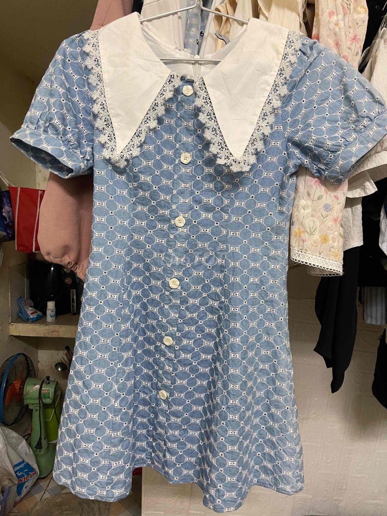 Thanh lý váy babydoll vintage cổ ren xanh – mặc 1. Mua bán Quần áo tại Quận Thanh Xuân Hà Nội được đăng bởi Lan Nguyễn hình 1