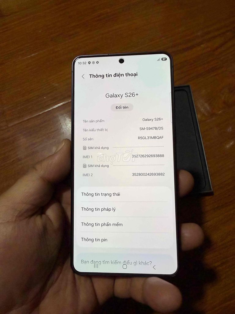 Samsung Galaxy S26 plus 256GB công ty. Mua bán Điện thoại tại Quận 5 Tp Hồ Chí Minh được đăng bởi ngoc giau 89 hình 1