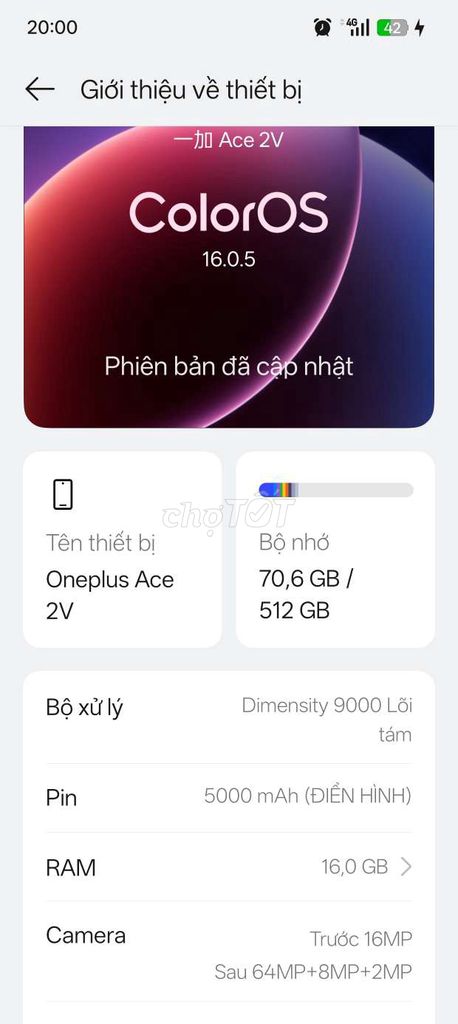 OnePlus Ace 2V 16GB/512GB. Mua bán Điện thoại tại Huyện Dương Minh Châu Tây Ninh được đăng bởi diệp ngọc hình 1