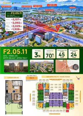 Apartment 43.4 m² · 1 bed · FourS Tower
