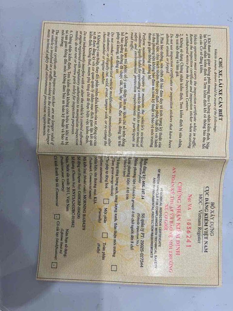 Kia Morning đời 2011,mt 205000 km. Mua bán Ô tô tại Huyện Xuân Lộc Đồng Nai được đăng bởi trị xuân lộc  hình 14