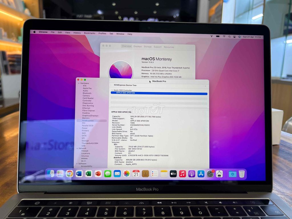 MacBook Pro TouchBar 2019 i7 2.8/ 16G/ 512G (XÁM)