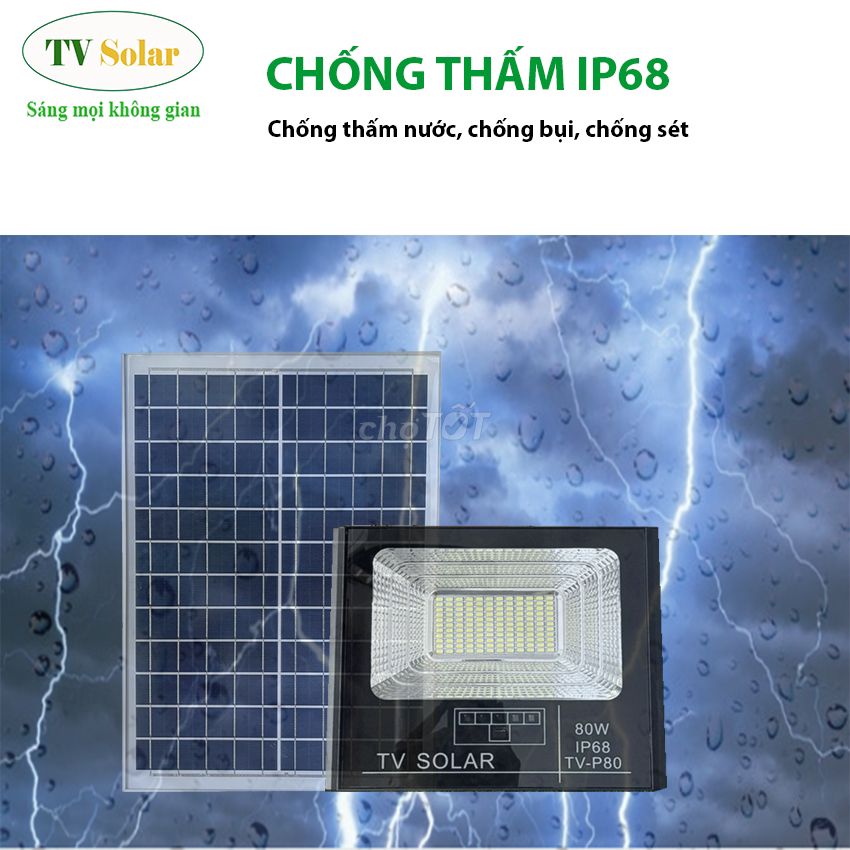 ĐÈN PHA NĂNG LƯỢNG MẶT TRỜI 80W -BẢO HÀNH 24 THANG