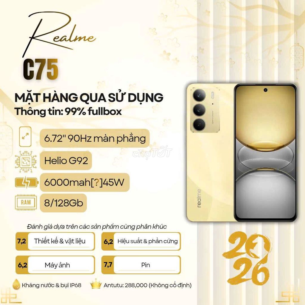 Realme C75 8/128GB Vàng Fullbox Chính Hãng. Mua bán Điện thoại tại Quận Ninh Kiều Cần Thơ được đăng bởi Zelda Phone hình 1
