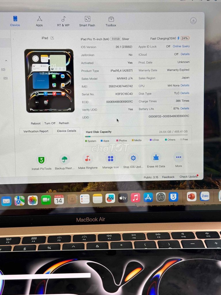 iPAD PRO 11inch Chip M4 512GB + 5G Trắng Pin 87%. Mua bán Máy tính bảng tại Thành phố Thủ Đức Tp Hồ Chí Minh được đăng bởi TonTrung Táo Uy Tín  hình 3