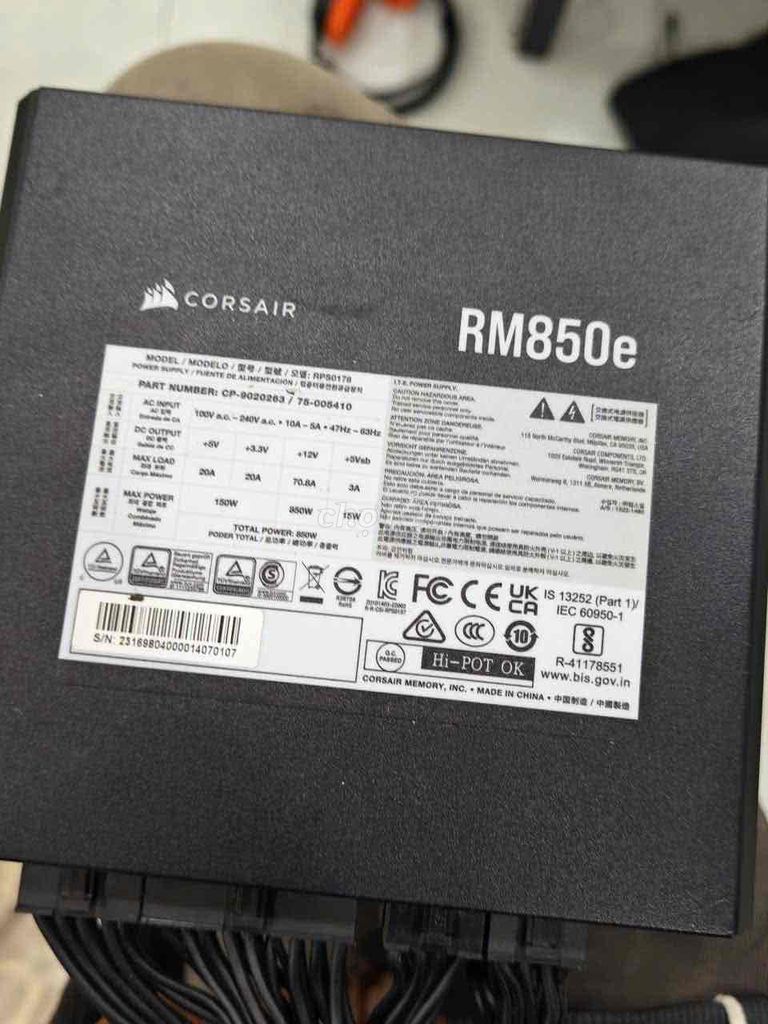 Nguồn máy tính Corsair RM850e ATX 3.0 Đen. Mua bán Linh kiện (RAM, Card...) tại Huyện Xuyên Mộc Bà Rịa - Vũng Tàu được đăng bởi Tiến Đạt hình 1