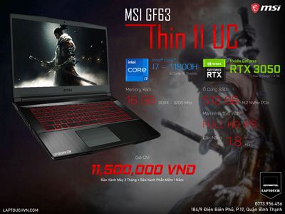 MSI GF63 Thin 11UC 2022 [ i7 - 11800H ]. Mua bán Laptop tại Quận Bình Thạnh Tp Hồ Chí Minh được đăng bởi Cửa Hàng Máy Tính Laptouch VN