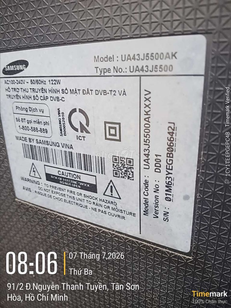 Tivi Samsung UA43J5500AK Full HD. Mua bán Tivi, Âm thanh tại Quận Tân Bình Tp Hồ Chí Minh được đăng bởi Nguyen duy nhat hình 1