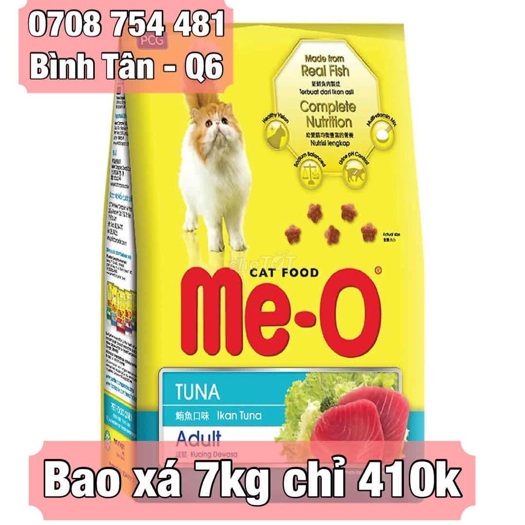 Bao 7kg hạt Me-O cho mèo trưởng thành vị cá ngừ