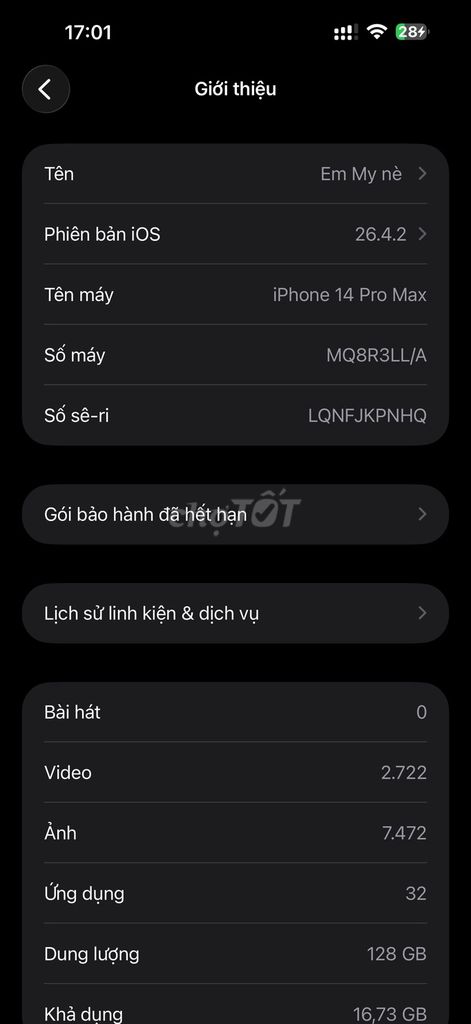 Apple iPhone 14 Pro Max 128GB Tím. Mua bán Điện thoại tại Quận Liên Chiểu Đà Nẵng được đăng bởi Khánh My hình 1