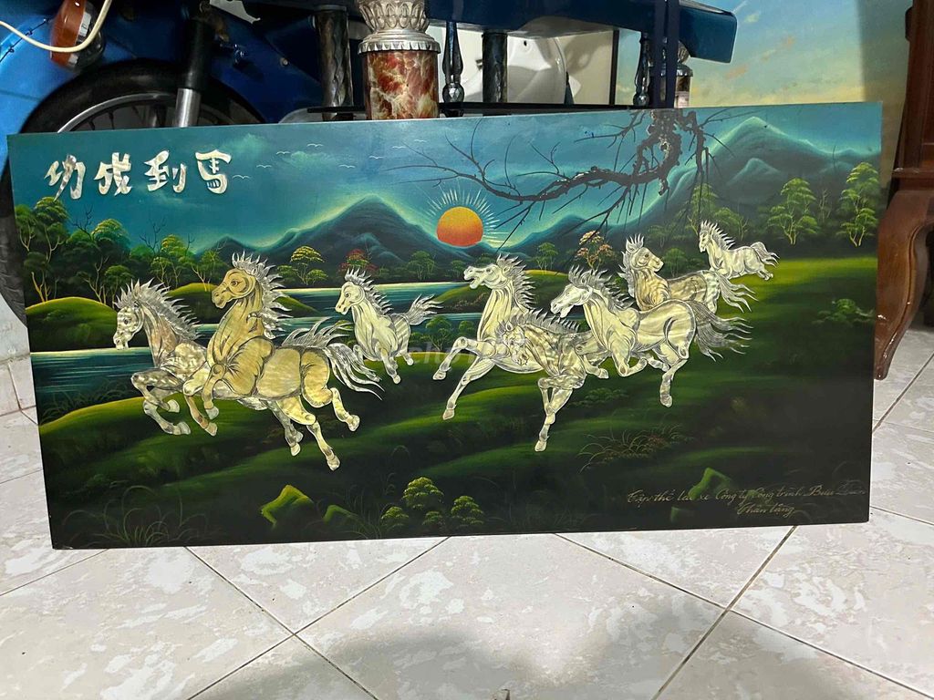 Tranh sơn mài 50x100cm Mã Đáo Thành Công Phongthủy. Mua bán Đồ sưu tầm, đồ cổ tại Quận 12 Tp Hồ Chí Minh được đăng bởi Đức Hải hình 1