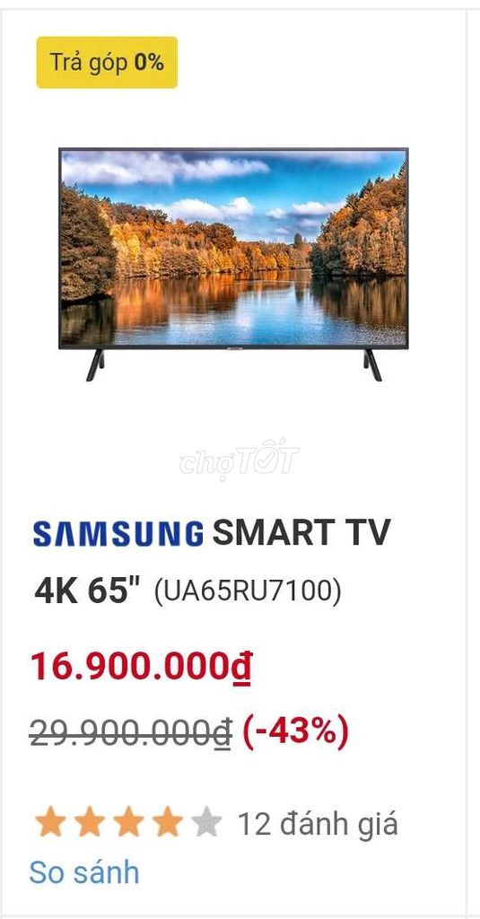 0896108349 - TIVI 65 INCH SAMSUNG 65RU7100 GIÁ SỐC 14TR