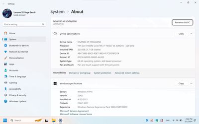 Xách tay mỹ ThinkPad X1 Yoga Gen 6 UHD 4K Core i7