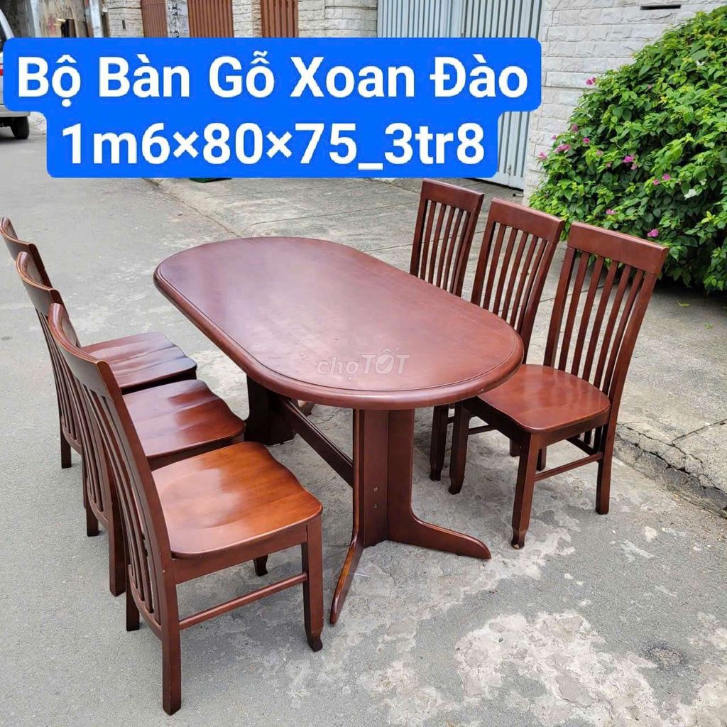 Bộ bàn ăn Gỗ Xoan Đào 1m6x80x75. Mua bán Bàn ghế tại Quận Bình Thạnh Tp Hồ Chí Minh được đăng bởi Kho Thanh Lý Phú Nhàn hình 1