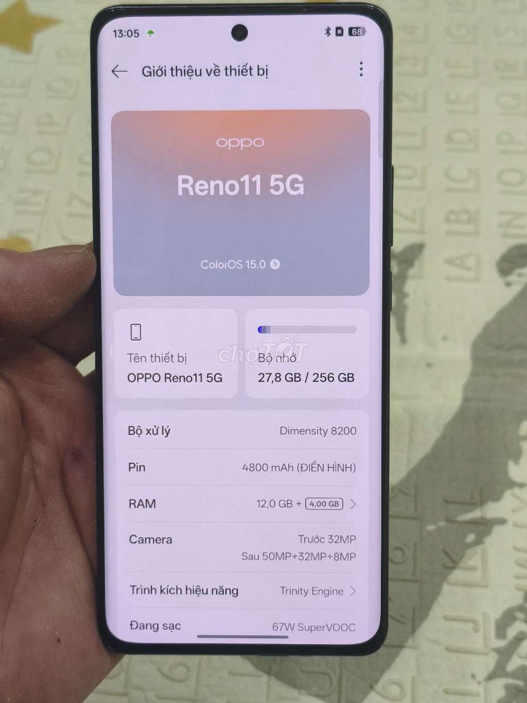 Oppo Reno11 5G 12GB/256GB Xám. Mua bán Điện thoại tại Quận Hoàng Mai Hà Nội được đăng bởi Nguyennoi hình 1