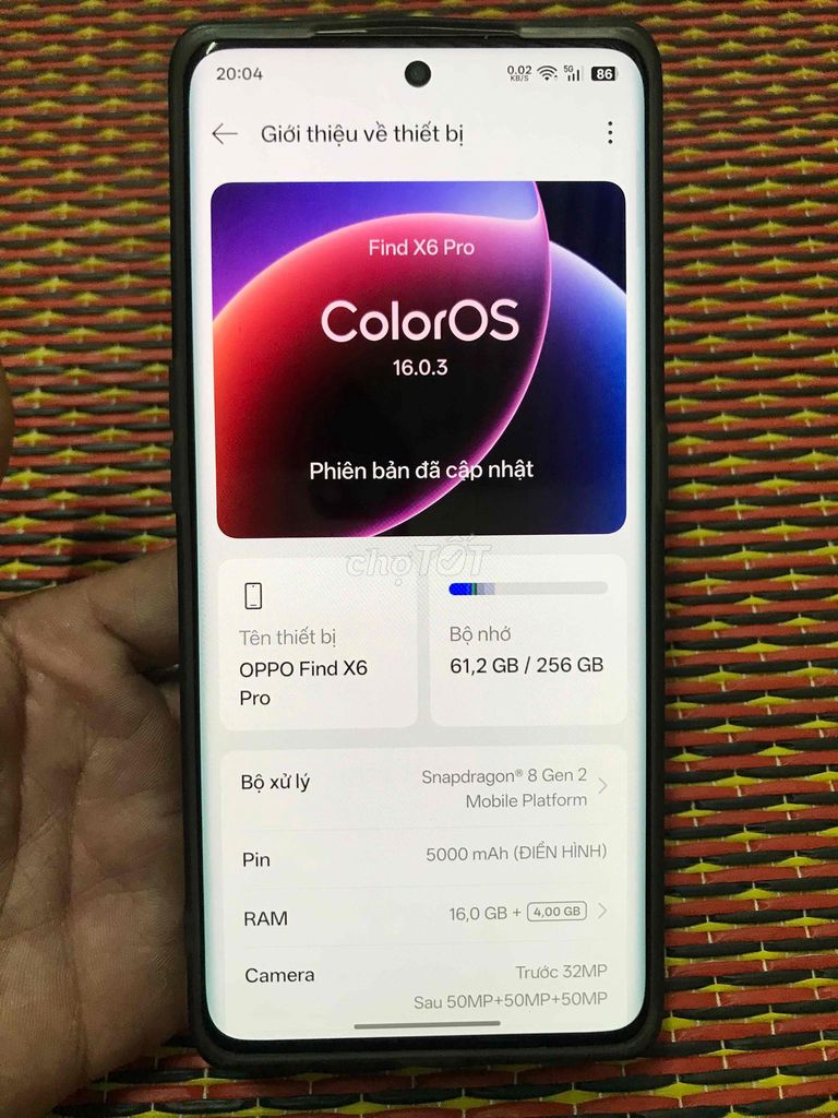 Oppo Find X6 Pro 256GB Đen. Mua bán Điện thoại tại Huyện Đan Phượng Hà Nội được đăng bởi Chutong hình 1