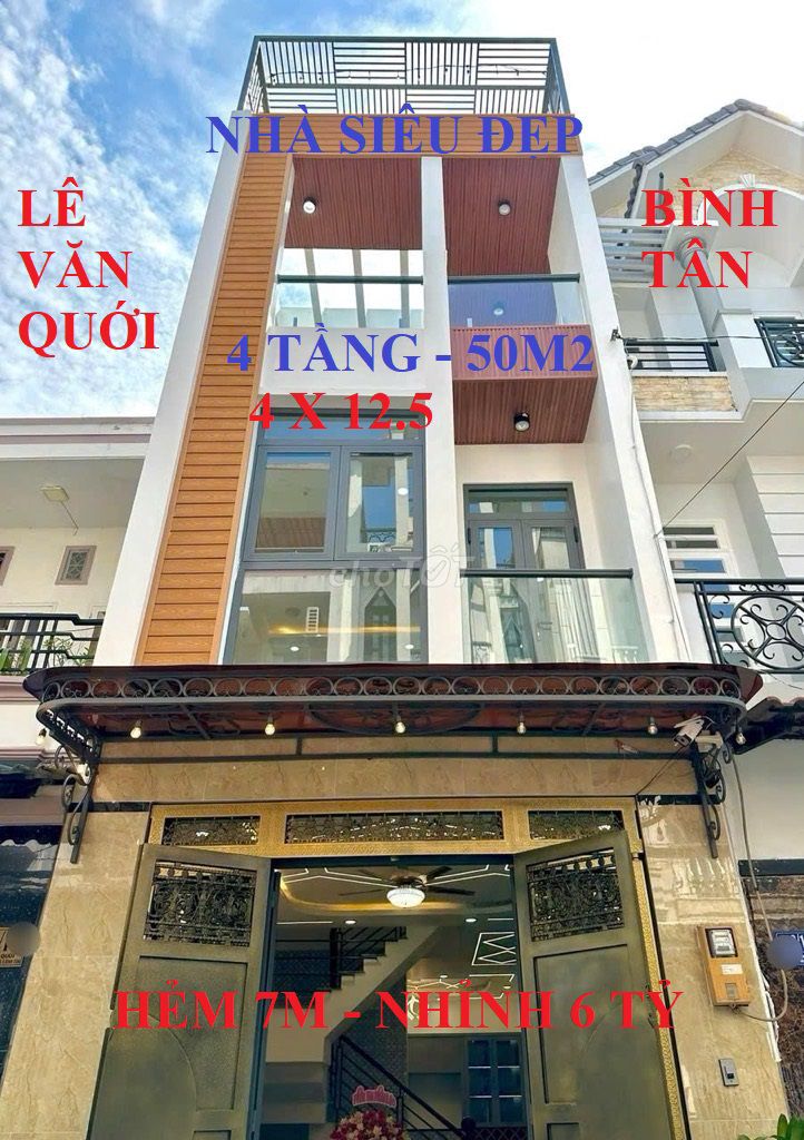 NHÀ SIÊU ĐẸP - 4 TẦNG - HẺM 7M - LÊ VĂN QUỚI - BÌNH TÂN - NHỈNH 6 TỶ